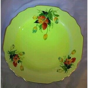 Antique/Vtg Uranium Glazed W S George 9" Canary Yellow Lido Plate Pattern GEO206